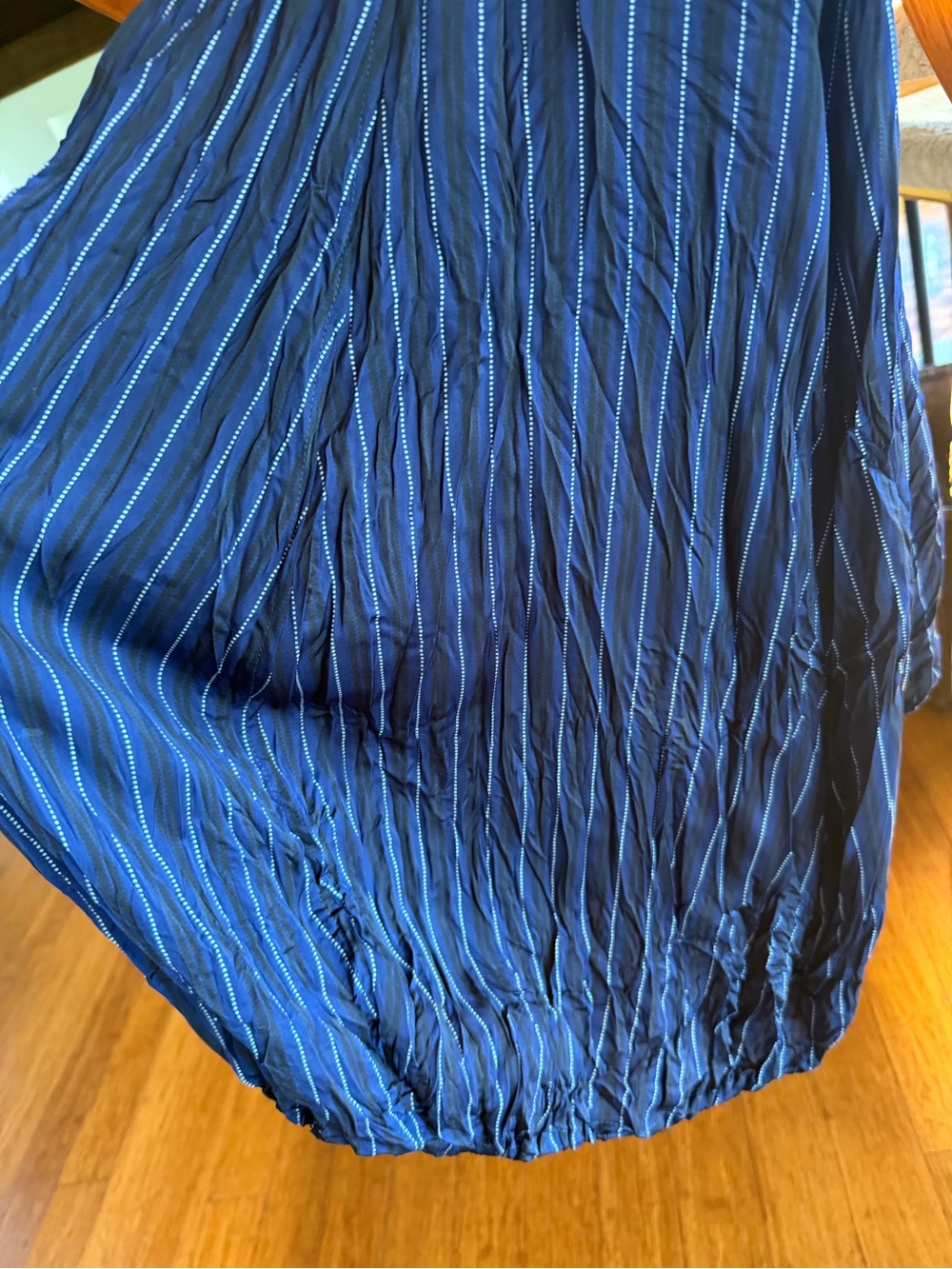 ALEMBIKA bubble hem striped button down shirt dress front pocket pop of color 2 - Picture 5 of 13